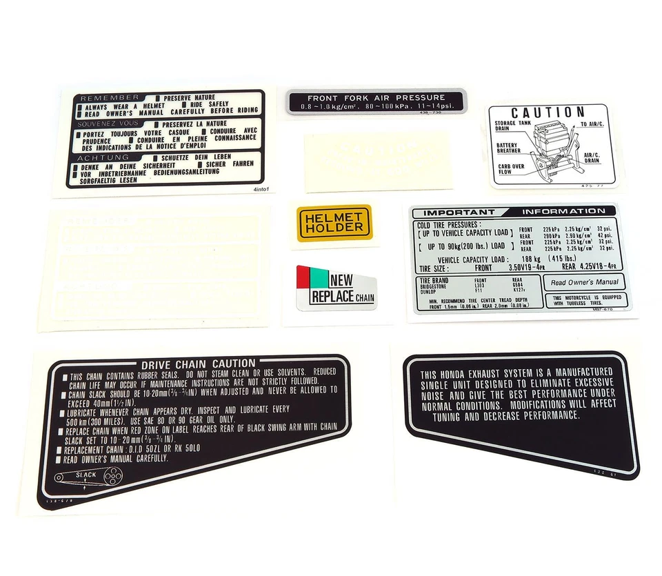Juego de calcomanías de etiquetas de advertencia y servicio - Honda CB900F 1981-1982 - negro Super Sport Foto 1 de 1