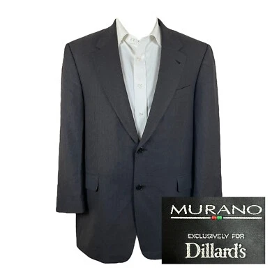 Chaqueta Blazer Murano Para Hombre 44R Gris Oscuro Cuadros Dos Botones Lana Peinada Foto 1 de 4