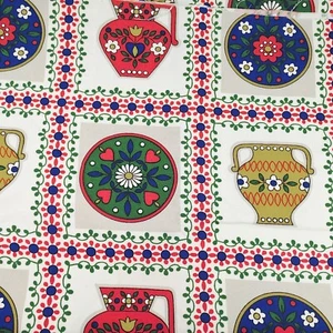 Vintage Pflegeleicht Fabric Dutch/Holland Pitcher and Plate Pattern 2+ Yards - Picture 1 of 6