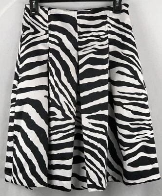 Express Panel Pleat Swing Skirt 4 Blk/Wht Animal Zebra 26" Waist Y2K Career work - Image 1 of 4