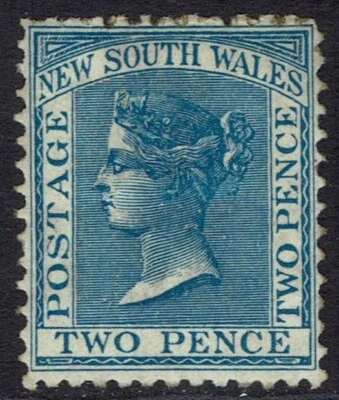 NUEVO SUR DE GALES 1871 QV 2D AZUL PRUSIANO WMK CORONA/NSW TIPO SG W36 PERF 13 Foto 1 de 2