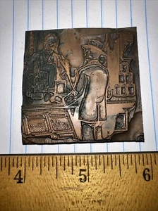Printing Block “ Man Waiting on Customer “ Early Store Scene - Picture 1 of 5