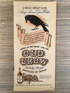 Old Crow Kentucky Straight Whiskey Bottled In Bond James 1946 Vintage Print Ad - Bild 1 von 1