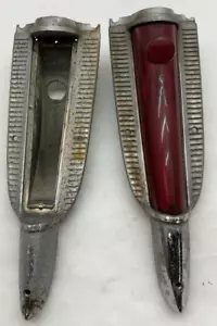 56 PLYMOUTH FULL SIZE Ready Left and Right Taillight Pair One Missing Lens - Picture 1 of 9