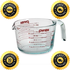 Pyrex Prepware 4-cup Measuring Cup Red Graphics Clear Free Shipping Dishwasher s - Picture 1 of 3