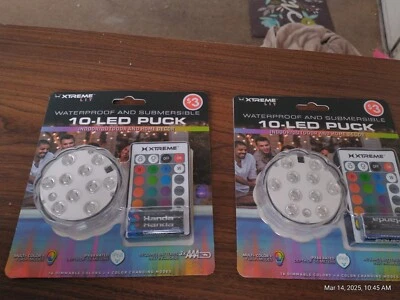 2x  Xtreme Lit 10-LED Puck - WATERPROOF 16 Color Options With Remote - Image 1 of 4