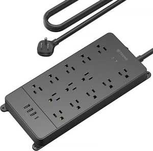 SURGE PROTECTOR WITH USB CHARGER 4000J, ETL Listed, 13 Widely-Spaced - Picture 1 of 6