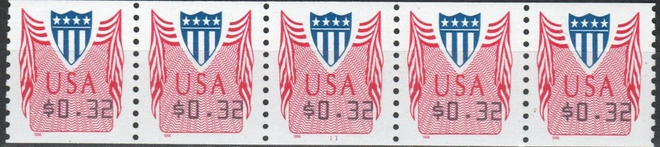 US Scott #CV33, Plate strip of 5, #11, MNH - Image 1 of 1