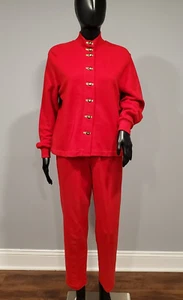 Saint John Sports Essentials By Marie Gray 2 Piece Red Pant Suit Small / Petite - Picture 1 of 10
