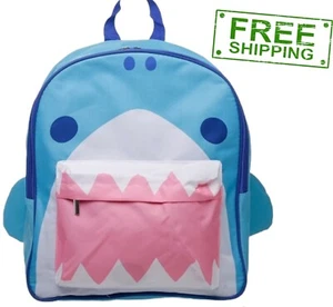  Kids School Cartoon Shark Cafe Jaws with teeth Polyester Rucksack Backpack - Picture 1 of 6