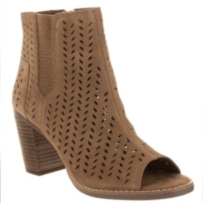 Toms Majorca Peep Toe Tan Booties High Heel Size 7 - Image 1 of 4