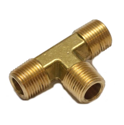 3/8 Npt Male Tee T 3 Way Equal Pipe Brass Fitting Fuel Vacuum Air Water Oil Gas - Image 1 of 4