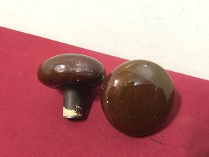 Antique Mortise Brown Ceramic Knobs, Set of 2 - Locksmith - Picture 1 of 6