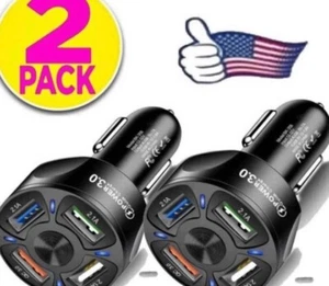 (Set Of 2) 4 Port Fast Car Chargers for iPhone Android NEW - Picture 1 of 2