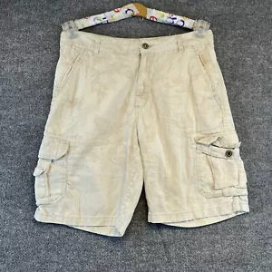 Paradise Collection Shorts Men 32 Beige Cargo Hawaiin Linen Blend 10" inseam - Picture 1 of 9