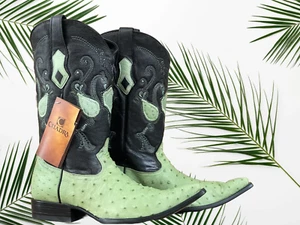 Cuadra Ostrich Chihuahua Toe Cowboy Western Boots (Linden Green/11.5US) - Picture 1 of 6