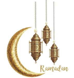 Islamic Holiday Decor Wall Decal Sticker - Ramadan Moon & Lanterns - Picture 1 of 3