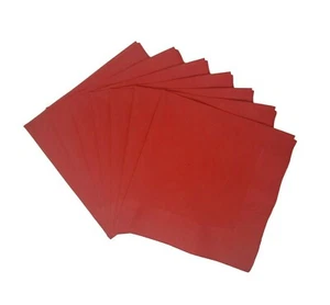 Red Plain Solid Color Paper Disposable Cocktail Beverage Napkins - Picture 1 of 2