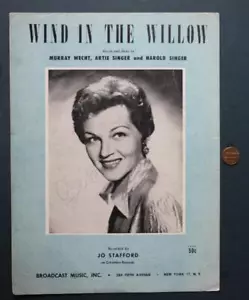 1957 Jo Stafford Columbia Records Wind in the Willow AUTOGRAPHED sheet music---- - Picture 1 of 1