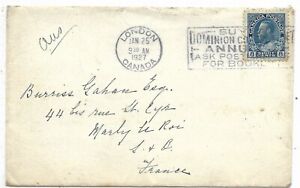 Scott 115 on Cover mailed from  Canada to France with a Slogan Cancel Circa 1927