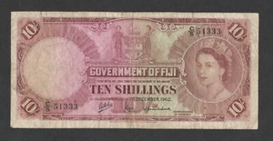 Fiji 10 chelines año 1962 P-52c Bueno - Imagen 1 de 2