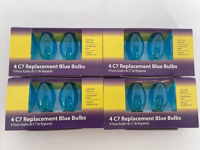 New Four Pack C7 Replacement Bulbs - Blue Bulbs indoor/outdoor use - Image 1 of 3
