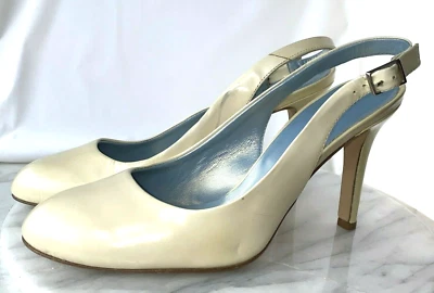 Zapatos Y2K Vintage San Frediano Italia Cuero Blanco 4" Tacones Talla 9 39.5 Nuevos - Imagen 1 de 4