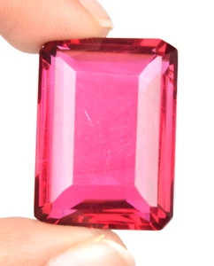 Large Pink Tourmaline 46.20 Ct Emerald Faceted Cut Loose Gemstone Gift for Women - Picture 1 of 6