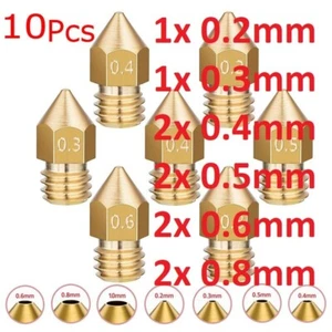10 szt. Różne gwintowane mosiężne wytłaczarki dyszowe M6 1,75 mm MK8 Drukarka 3D - CHIIAGO - Zdjęcie 1 z 1
