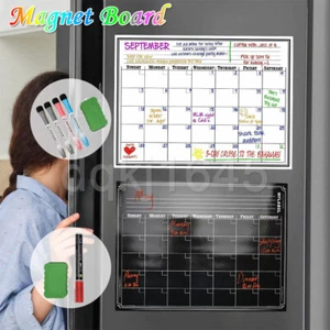 Refrigerator Magnetic Dry Erase Whiteboard Calendar Monthly Daily Planner Board - Picture 1 of 16