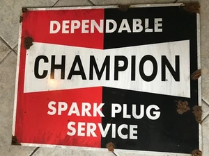 Antique style porcelain look Champion dealer service gas station spark plug sign - Picture 1 of 2