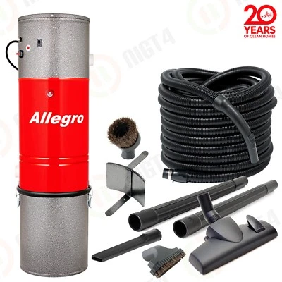 Sistema de vacío central Allegro 3.000 pies cuadrados para el hogar 30 kit de madera dura/alfombra aspiradora incorporada  Foto 1 de 4