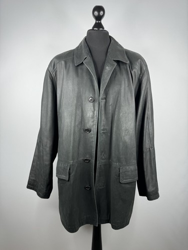 Burberry giacca di pelle uomo giacca cappotto nero taglia 54