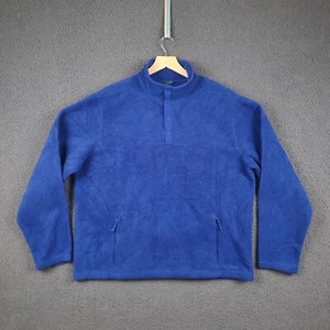 Vintage LL BEAN Fleece Mens L Large Blue Snap Pullover Polartec Zip Pockets - Picture 1 of 11