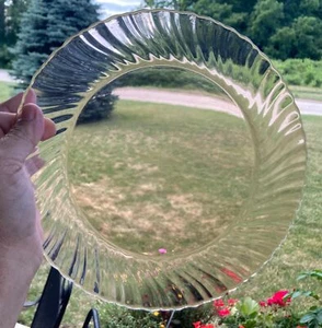 PINK DEPRESSION GLASS Scalloped- Edge Plate Clear  9" Luncheon  1 Scratch GUC - Picture 1 of 6