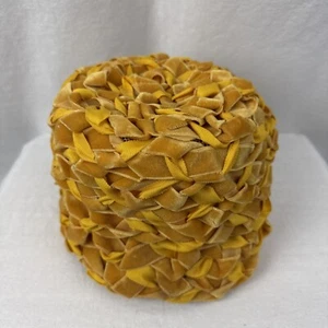 Vintage 1960’s Velvet Ribbon Bucket Hat In Mustard Yellow - Picture 1 of 6