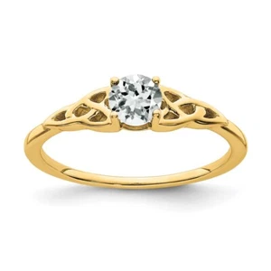 14k Yellow Gold 0.33 Ct White Topaz Celtic Knot Ring for Women Size 7 - Picture 1 of 3