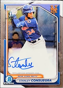 Stanley Consuegra 2024 Bowman cromo #CPA-SC cromo prospecto autógrafo (RC) Mets - Imagen 1 de 2