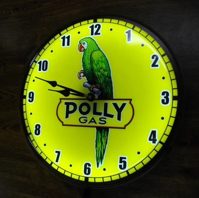 Polly Gas 14" Wall Clock - LED Lighted - Gas & Oil Theme - Image 1 of 4