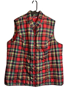 woman within plaid puffer vest zip up plus size 2X XXL 26 28 - Image 1 of 4