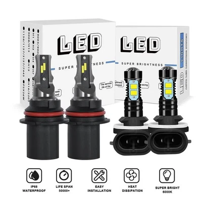 Para Ford Escort 1998-2003 - Kit de faros LED 4x 6000K haz alto bajo + bombillas antiniebla Foto 1 de 4