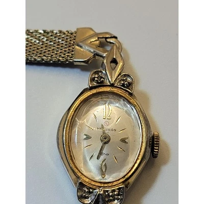 Helbros Vtg Ladies Watch Gold Tone Metal Steel Back Mesh band New battery J-163 - Image 1 of 4