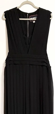 Karl Lagerfeld Paris Midi Dress Pleated Chiffon Womens 16 Black Limited Edition - Image 1 of 4