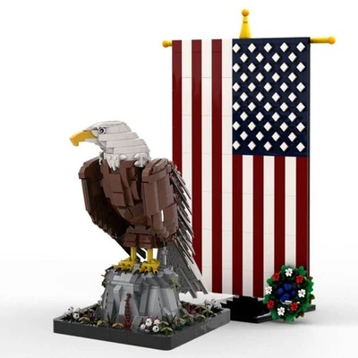 Compatible American Bald Eagle with Flag 1965 Pieces Building Toys Set - Image 1 of 4