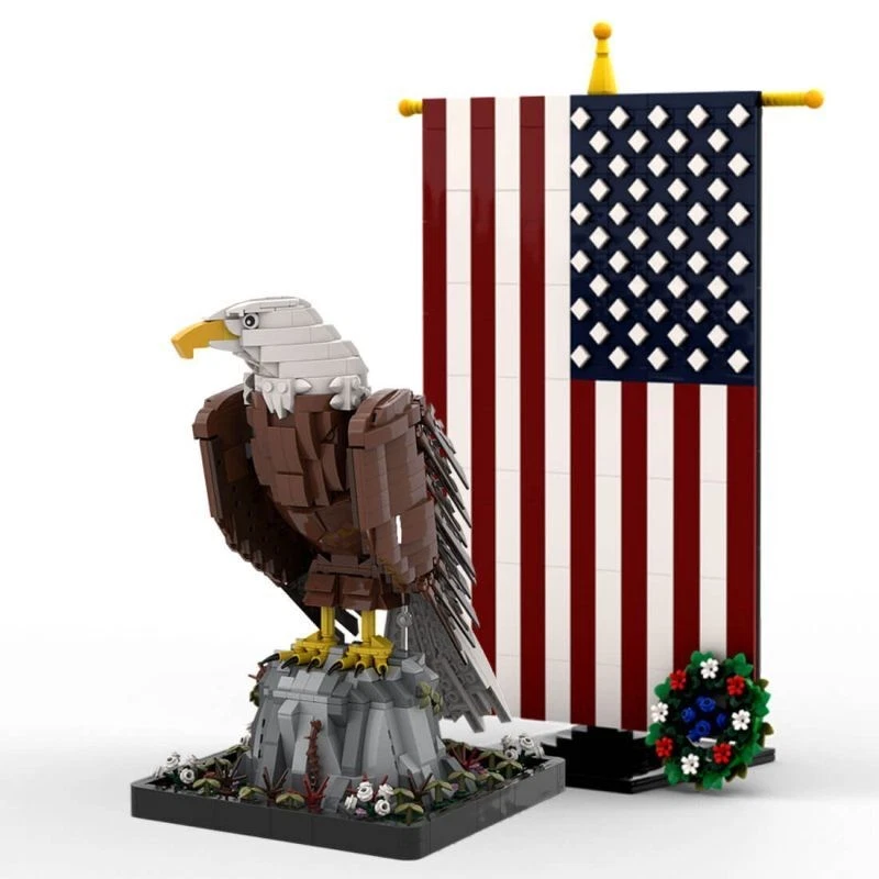 Compatible American Bald Eagle with Flag 1965 Pieces Building Toys Set - Image 1 of 4