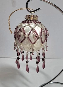 Cuentas moradas y plateadas árbol de Navidad semillas adorno hecho a mano - Imagen 1 de 1