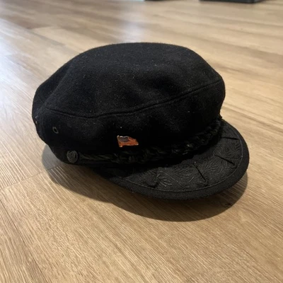 Vintage Wool Greek Fisherman’s Cap Made In Greece Size 60 - 7 1/8 Black - Image 1 of 4