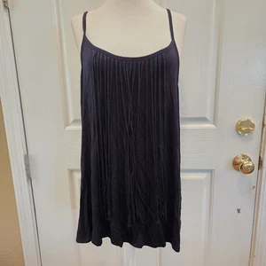 Camiseta sin mangas tórrida negra azabache borlas delanteras flecos festival de conciertos boho talla 1 1X - Imagen 1 de 7