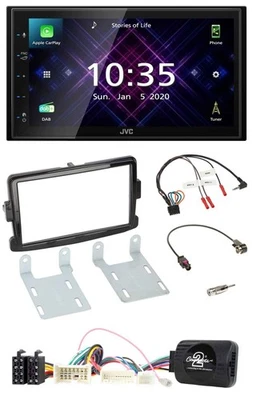 JVC DAB 2DIN Lenkrad Bluetooth USB Autoradio für Dacia ab 2012 piano schwarz - Bild 1 von 4