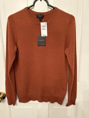 Charter Club Luxury Cashmere Crewneck Bronze Pecan Sweater S New - Image 1 of 4
